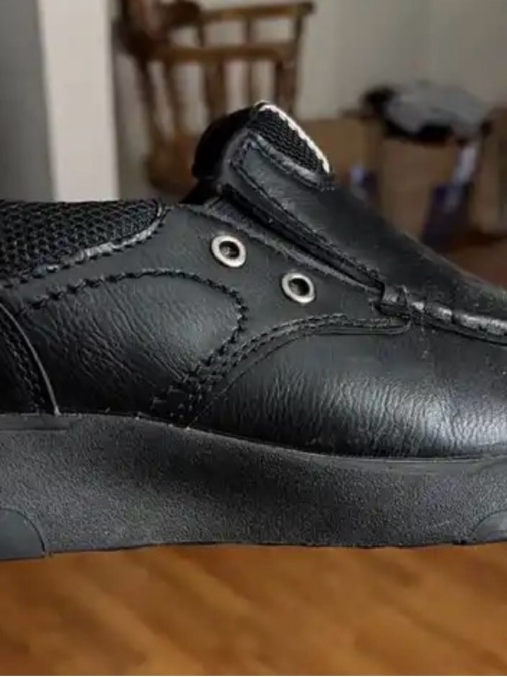 Men's Black Leather Slip-On Loafer with Cushioned Sole